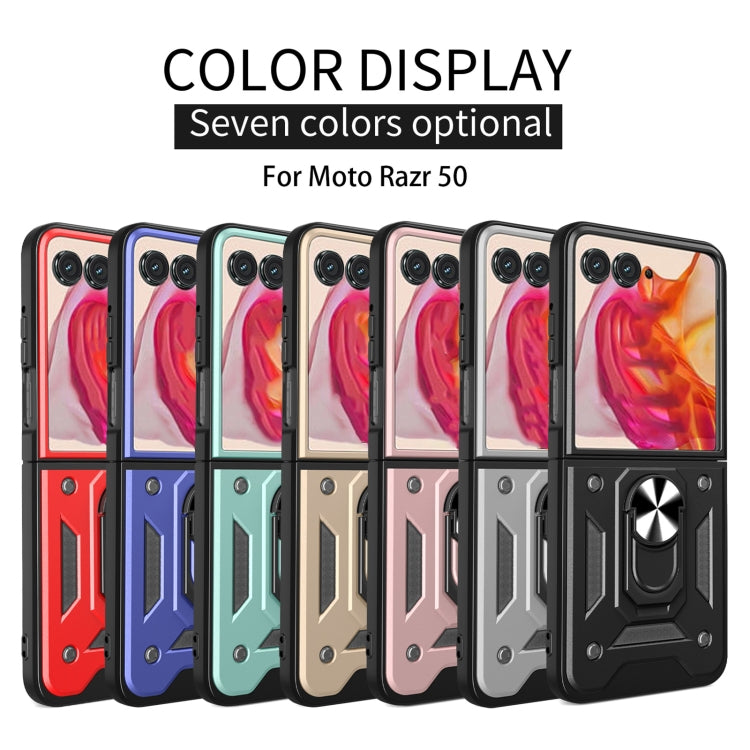 For Motorola Razr 50 Armor Ring Holder TPU Hybrid PC Phone Case(Black) by buy2fix