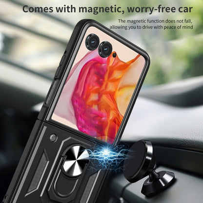 For Motorola Razr 50 Armor Ring Holder TPU Hybrid PC Phone Case(Black) by buy2fix