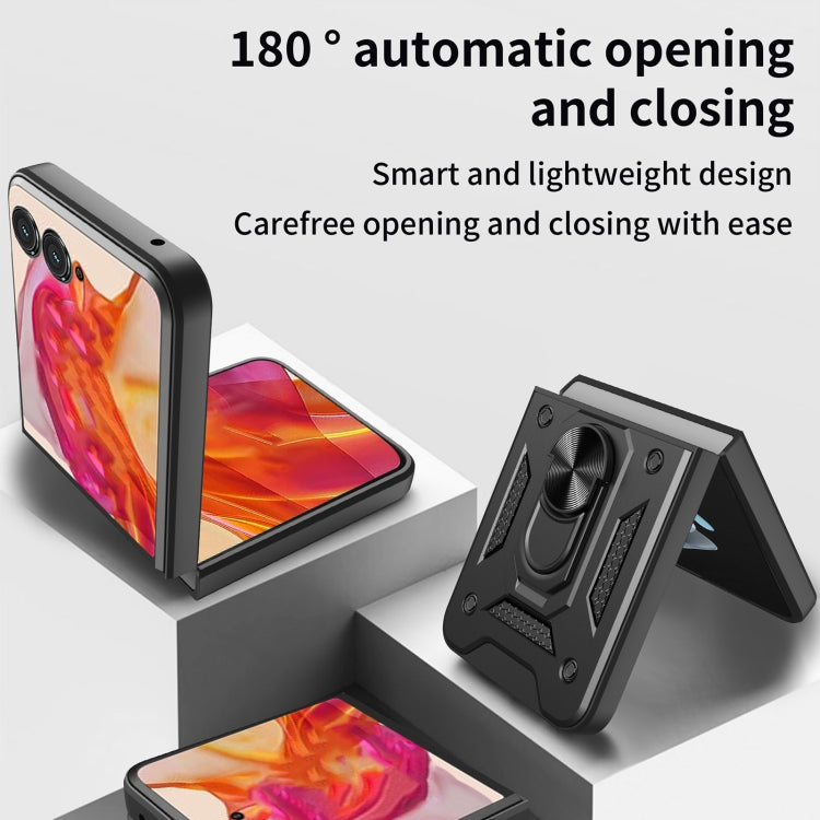 For Motorola Razr 50 Armor Ring Holder TPU Hybrid PC Phone Case(Gold) by buy2fix