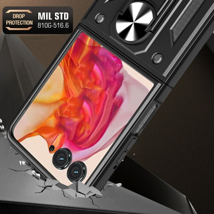 For Motorola Razr 50 Armor Ring Holder TPU Hybrid PC Phone Case(Silver) by buy2fix