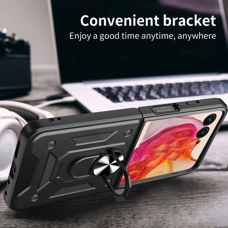 For Motorola Razr 50 Armor Ring Holder TPU Hybrid PC Phone Case(Silver) by buy2fix