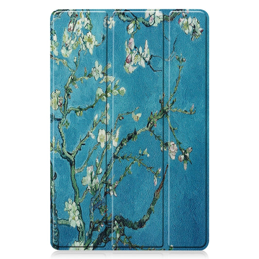 For Samsung Galaxy Tab S7 T870 Colored Drawing Pattern Horizontal Flip Leather Case with Three-folding Holder & Sleep / Wake-up Function(Apricot Blossom) by buy2fix