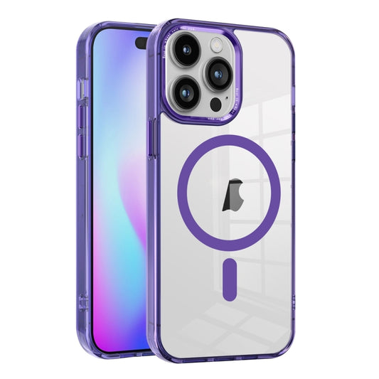 For iPhone 15 Pro Ice Color Magnetic Series TPU Hybrid Acrylic Magsafe Phone Case(Purple) - iPhone 15 Pro Cases by buy2fix | Online Shopping UK | buy2fix