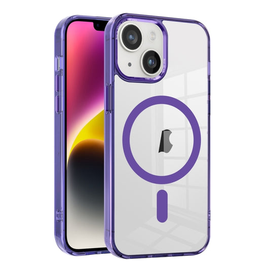 For iPhone 14 Ice Color Magnetic Series TPU Hybrid Acrylic Magsafe Phone Case(Purple) by buy2fix