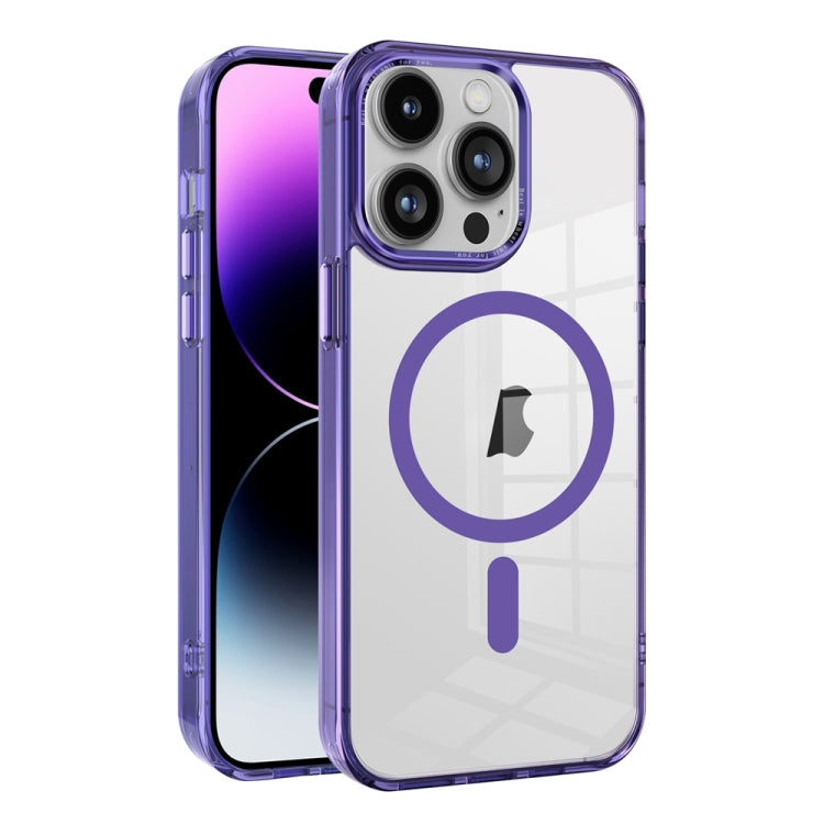 For iPhone 14 Pro Max Ice Color Magnetic Series TPU Hybrid Acrylic Magsafe Phone Case(Purple) - iPhone 14 Pro Max Cases by buy2fix | Online Shopping UK | buy2fix