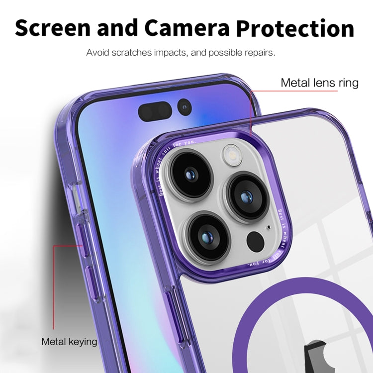 For iPhone 14 Pro Max Ice Color Magnetic Series TPU Hybrid Acrylic Magsafe Phone Case(Purple) - iPhone 14 Pro Max Cases by buy2fix | Online Shopping UK | buy2fix