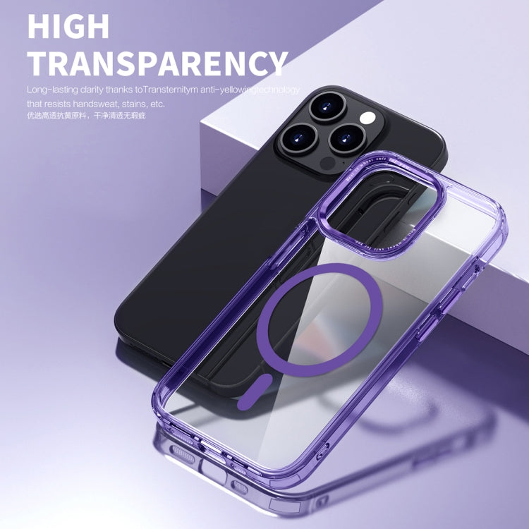 For iPhone 14 Pro Max Ice Color Magnetic Series TPU Hybrid Acrylic Magsafe Phone Case(Purple) - iPhone 14 Pro Max Cases by buy2fix | Online Shopping UK | buy2fix