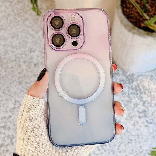 For iPhone 11 Pro Max MagSafe Magnetic TPU + Acrylic Gradient Color Phone Case(Purple Blue) by buy2fix