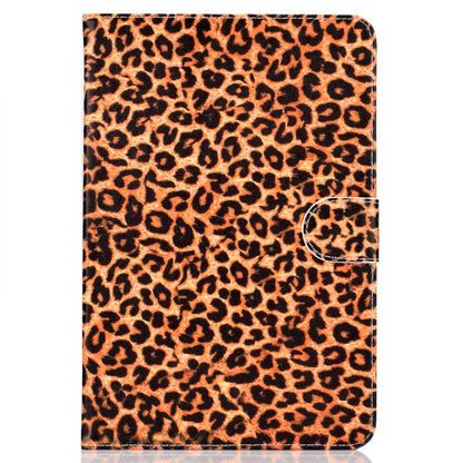 For 10 inch Universal Tablet PC Colored Drawing Pattern Horizontal Flip PU Leather Case with Holder & Card Slot(Yellow Leopard) - 7 inch by buy2fix | Online Shopping UK | buy2fix