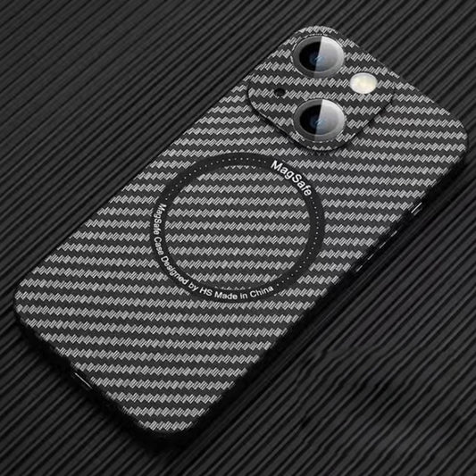 For iPhone 13 MagSafe Magnetic PC Carbon Fiber Phone Case with Lens Film(Black) by buy2fix