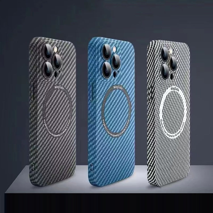 For iPhone 11 Pro Max MagSafe Magnetic PC Carbon Fiber Phone Case with Lens Film(Silver White) by buy2fix