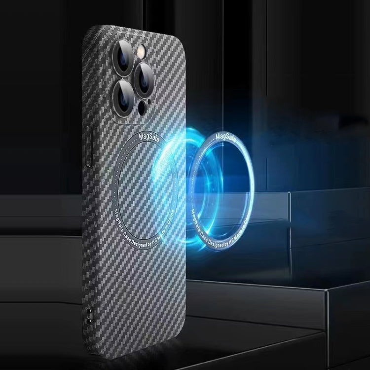 For iPhone 12 Pro MagSafe Magnetic PC Carbon Fiber Phone Case with Lens Film(Black) by buy2fix