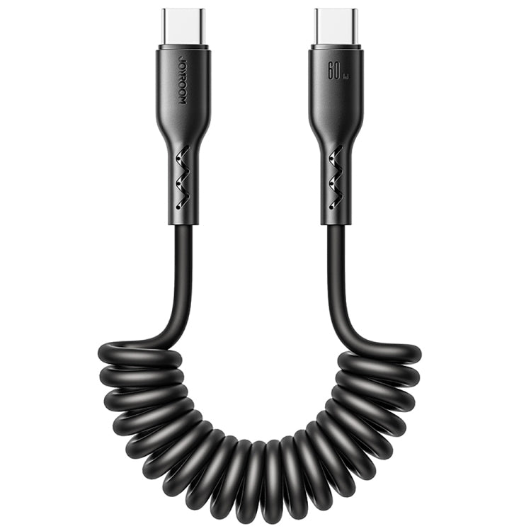 JOYROOM SA38-CC3 60W USB-C / Type-C to USB-C / Type-C Coiled Fast Charging Data Cable, Length:1.5m(Black) - USB-C & Type-C Cable by JOYROOM | Online Shopping UK | buy2fix