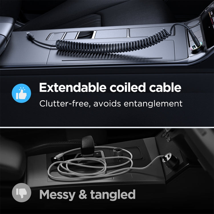 JOYROOM SA38-CC3 60W USB-C / Type-C to USB-C / Type-C Coiled Fast Charging Data Cable, Length:1.5m(Black) - USB-C & Type-C Cable by JOYROOM | Online Shopping UK | buy2fix