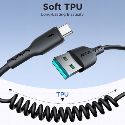 JOYROOM SA38-CC3 60W USB-C / Type-C to USB-C / Type-C Coiled Fast Charging Data Cable, Length:1.5m(Black) - USB-C & Type-C Cable by JOYROOM | Online Shopping UK | buy2fix