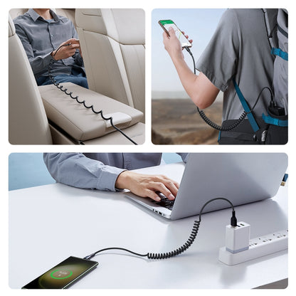 JOYROOM SA38-CC3 60W USB-C / Type-C to USB-C / Type-C Coiled Fast Charging Data Cable, Length:1.5m(Black) - USB-C & Type-C Cable by JOYROOM | Online Shopping UK | buy2fix