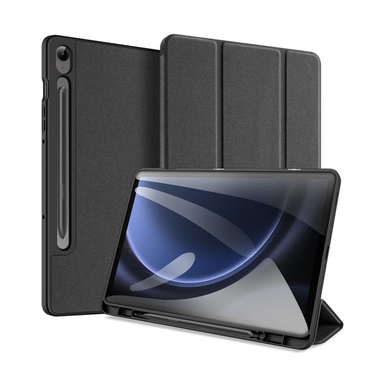 For Samsung Galaxy Tab S9 FE / S10 FE DUX DUCIS Domo Series Magnetic Flip Leather Tablet Case(Black) - Galaxy Tab S9 FE by DUX DUCIS | Online Shopping UK | buy2fix