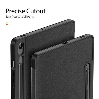 For Samsung Galaxy Tab S9 FE / S10 FE DUX DUCIS Domo Series Magnetic Flip Leather Tablet Case(Black) - Galaxy Tab S9 FE by DUX DUCIS | Online Shopping UK | buy2fix