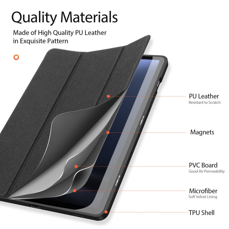 For Samsung Galaxy Tab S9 FE / S10 FE DUX DUCIS Domo Series Magnetic Flip Leather Tablet Case(Black) - Galaxy Tab S9 FE by DUX DUCIS | Online Shopping UK | buy2fix