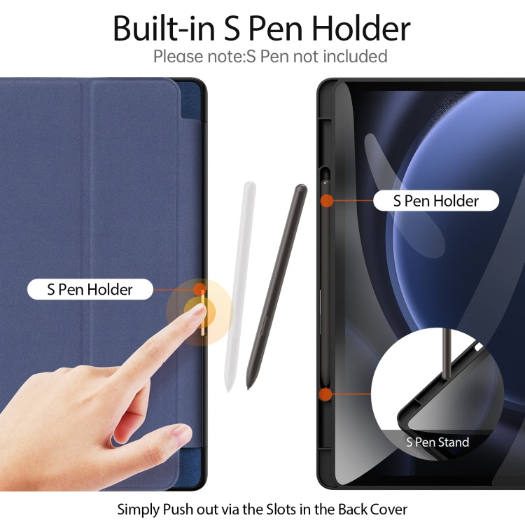 For Samsung Galaxy Tab S9 FE+ DUX DUCIS Domo Series Magnetic Flip Leather Tablet Case(Blue) by DUX DUCIS