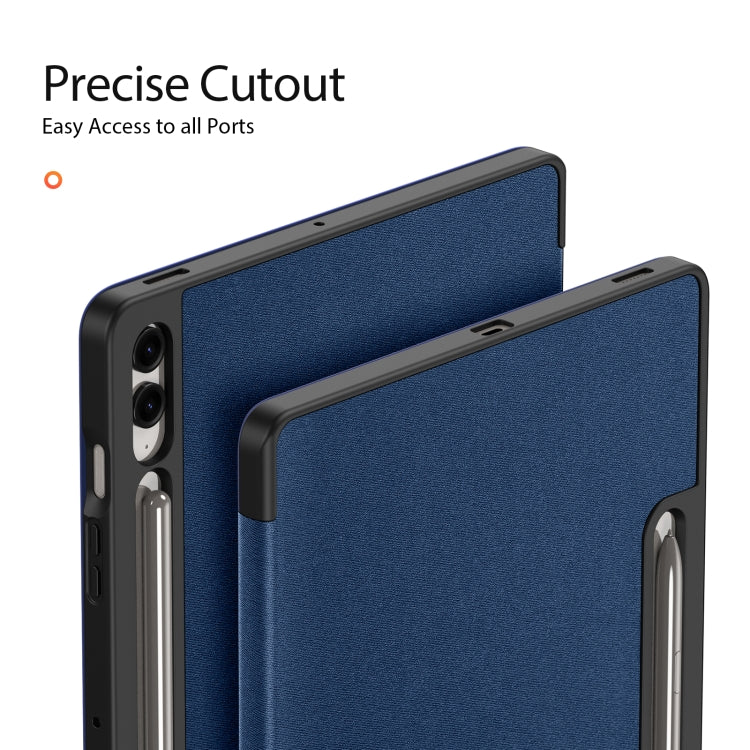 For Samsung Galaxy Tab S9 FE+ DUX DUCIS Domo Series Magnetic Flip Leather Tablet Case(Blue) by DUX DUCIS