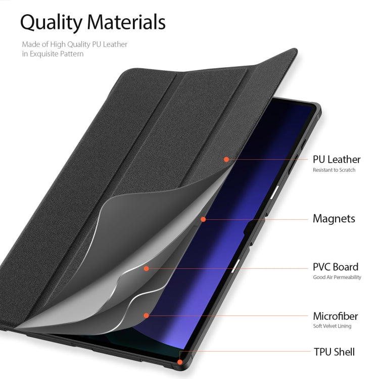 For Samsung Galaxy Tab S10 Ultra DUX DUCIS Domo Series Magnetic Flip Leather Tablet Case(Black) - Tab S10 Ultra Cases by DUX DUCIS | Online Shopping UK | buy2fix