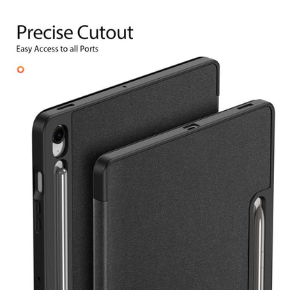 For Samsung Galaxy Tab S10 FE+ DUX DUCIS Domo Series Magnetic Flip Leather Tablet Case(Black) - Galaxy Tab S10 FE+ by DUX DUCIS | Online Shopping UK | buy2fix
