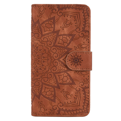 For iPhone 16 Pro Mandala Embossed Dual-Fold Calf Leather Phone Case(Brown) by buy2fix