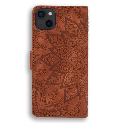 For iPhone 16 Pro Mandala Embossed Dual-Fold Calf Leather Phone Case(Brown) by buy2fix
