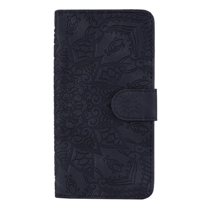 For iPhone 16 Pro Mandala Embossed Dual-Fold Calf Leather Phone Case(Black) by buy2fix