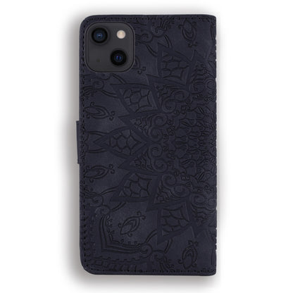 For iPhone 16 Pro Mandala Embossed Dual-Fold Calf Leather Phone Case(Black) by buy2fix