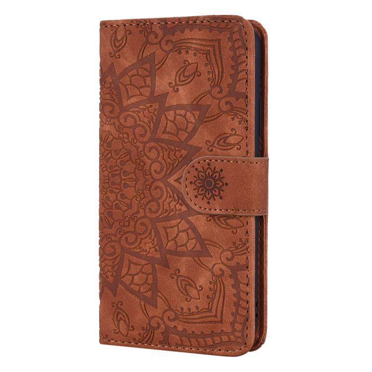 For iPhone Air Mandala Embossed Dual-Fold Calf Leather Phone Case(Brown) - iPhone Air Cases by buy2fix | Online Shopping UK | buy2fix