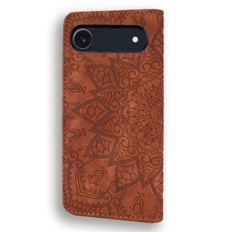 For iPhone Air Mandala Embossed Dual-Fold Calf Leather Phone Case(Brown) - iPhone Air Cases by buy2fix | Online Shopping UK | buy2fix