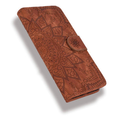 For iPhone Air Mandala Embossed Dual-Fold Calf Leather Phone Case(Brown) - iPhone Air Cases by buy2fix | Online Shopping UK | buy2fix