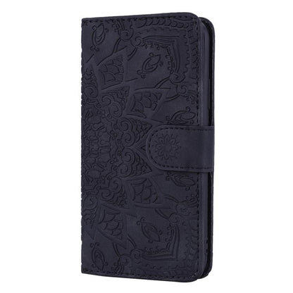 For iPhone Air Mandala Embossed Dual-Fold Calf Leather Phone Case(Black) - iPhone Air Cases by buy2fix | Online Shopping UK | buy2fix