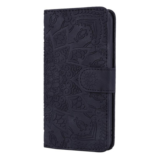 For iPhone Air Mandala Embossed Dual-Fold Calf Leather Phone Case(Black) - iPhone Air Cases by buy2fix | Online Shopping UK | buy2fix