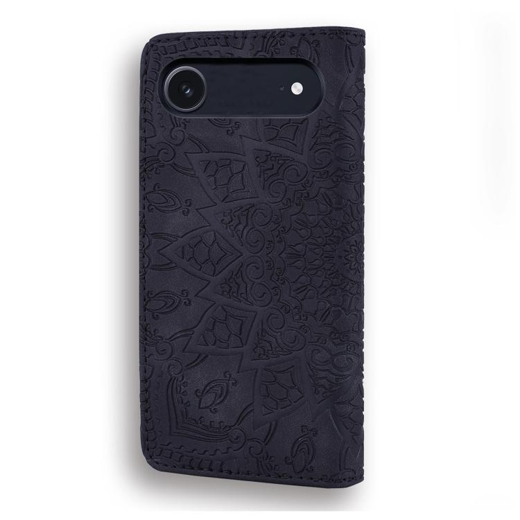For iPhone Air Mandala Embossed Dual-Fold Calf Leather Phone Case(Black) - iPhone Air Cases by buy2fix | Online Shopping UK | buy2fix