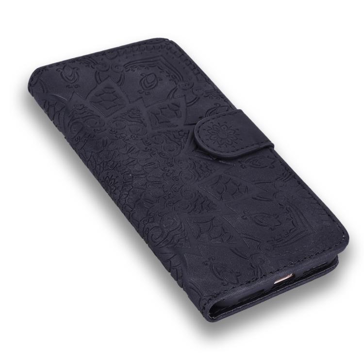 For iPhone Air Mandala Embossed Dual-Fold Calf Leather Phone Case(Black) - iPhone Air Cases by buy2fix | Online Shopping UK | buy2fix