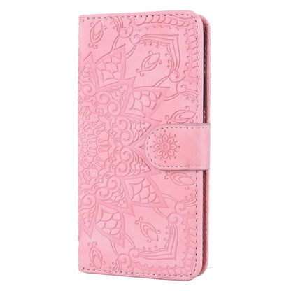 For iPhone Air Mandala Embossed Dual-Fold Calf Leather Phone Case(Pink) - iPhone Air Cases by buy2fix | Online Shopping UK | buy2fix