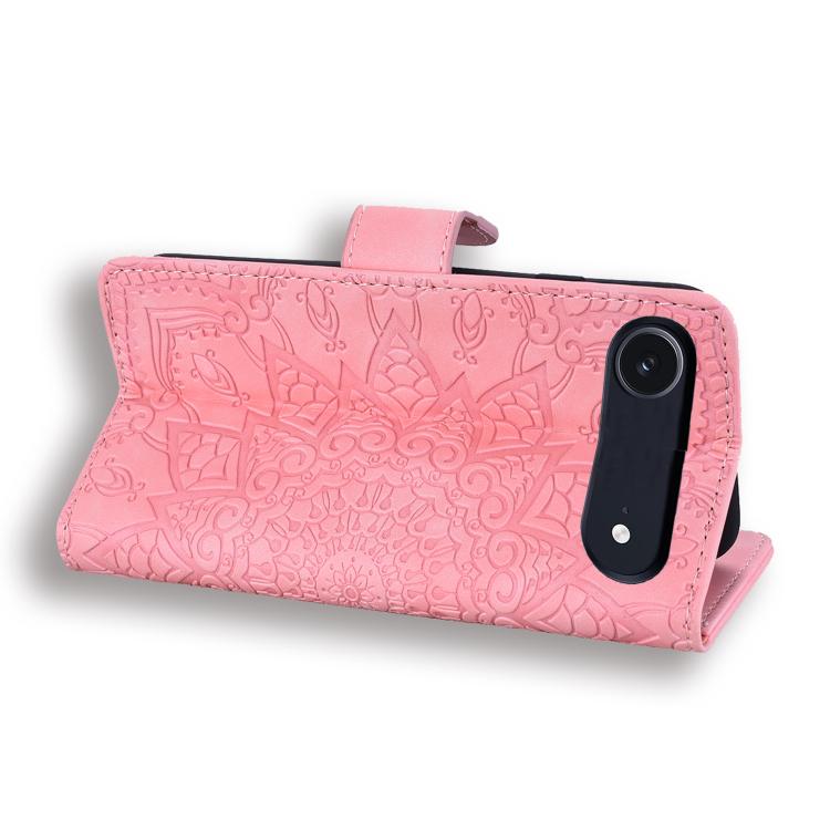 For iPhone Air Mandala Embossed Dual-Fold Calf Leather Phone Case(Pink) - iPhone Air Cases by buy2fix | Online Shopping UK | buy2fix