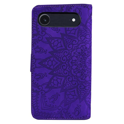 For iPhone Air Mandala Embossed Dual-Fold Calf Leather Phone Case(Purple) - iPhone Air Cases by buy2fix | Online Shopping UK | buy2fix