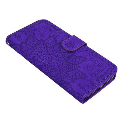 For iPhone Air Mandala Embossed Dual-Fold Calf Leather Phone Case(Purple) - iPhone Air Cases by buy2fix | Online Shopping UK | buy2fix