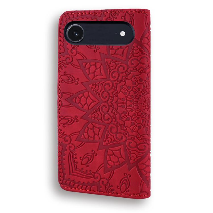 For iPhone Air Mandala Embossed Dual-Fold Calf Leather Phone Case(Red) - iPhone Air Cases by buy2fix | Online Shopping UK | buy2fix