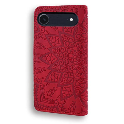 For iPhone Air Mandala Embossed Dual-Fold Calf Leather Phone Case(Red) - iPhone Air Cases by buy2fix | Online Shopping UK | buy2fix