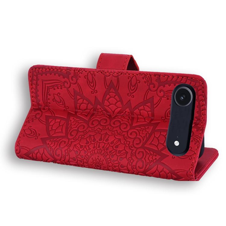 For iPhone Air Mandala Embossed Dual-Fold Calf Leather Phone Case(Red) - iPhone Air Cases by buy2fix | Online Shopping UK | buy2fix