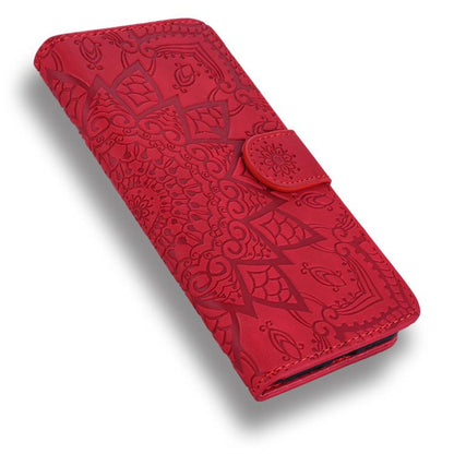 For iPhone Air Mandala Embossed Dual-Fold Calf Leather Phone Case(Red) - iPhone Air Cases by buy2fix | Online Shopping UK | buy2fix