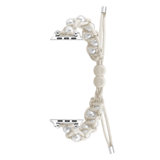 For Apple Watch Ultra 2 49mm Paracord Gypsophila Beads Drawstring Braided Watch Band(White) by buy2fix