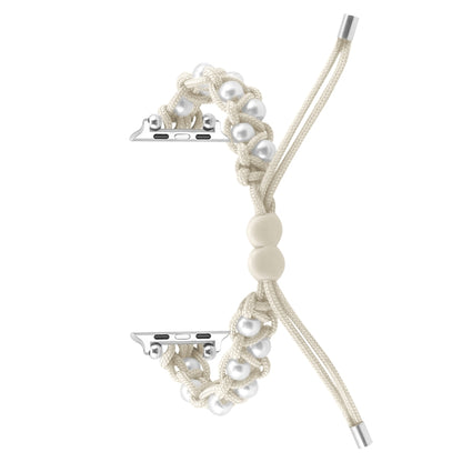 For Apple Watch Ultra 2 49mm Paracord Gypsophila Beads Drawstring Braided Watch Band(White) by buy2fix