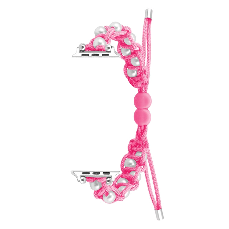 For Apple Watch Ultra 2 49mm Paracord Gypsophila Beads Drawstring Braided Watch Band(Pink) by buy2fix