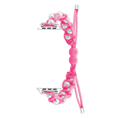 For Apple Watch Ultra 2 49mm Paracord Gypsophila Beads Drawstring Braided Watch Band(Pink) by buy2fix